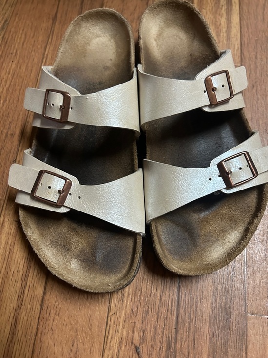 Shoes - Birkenstock Double Strap Cream Buckle Sandals